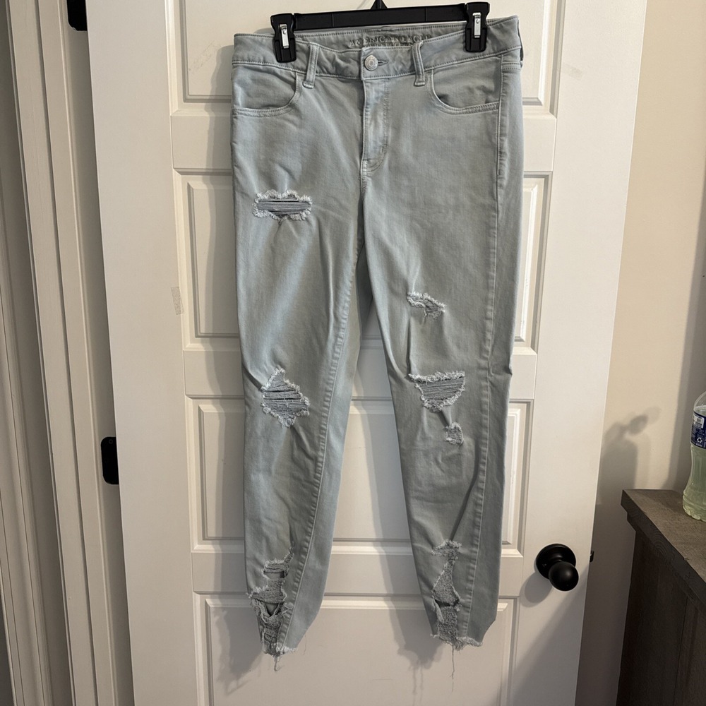 American Eagle Super Stretch‎ Women's Blue Tears Size 12 Taper